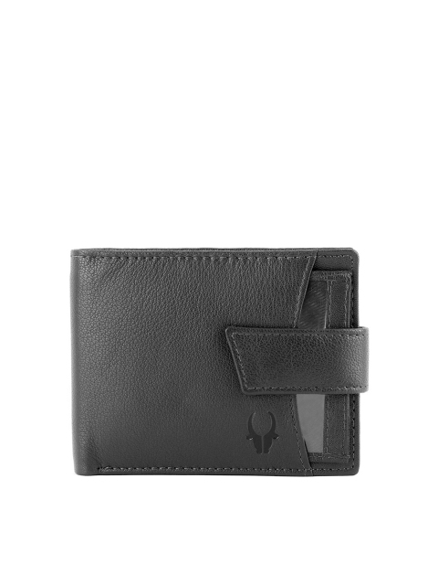 

WildHorn Men Black Textured Two Fold Leather Wallet