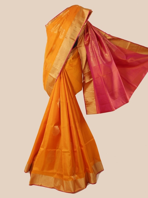 

Pothys Mustard Ethnic Motifs Woven Design Kanjeevaram Pure Silk Saree