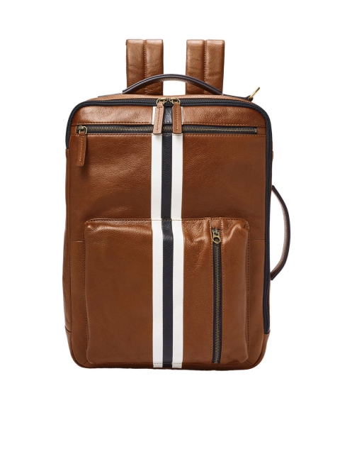 

Fossil Men Brown & Black Striped Leather Backpack