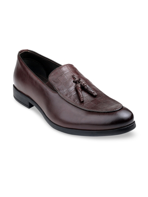 

MISSALI 1932 Men Brown Textured Genuine Leather Formal Slip-Ons