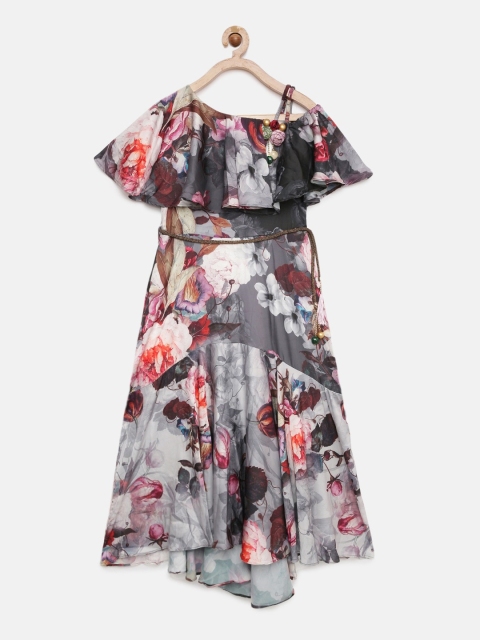 

Tiny Girl Girl Grey & Red Floral Printed Maxi Dress