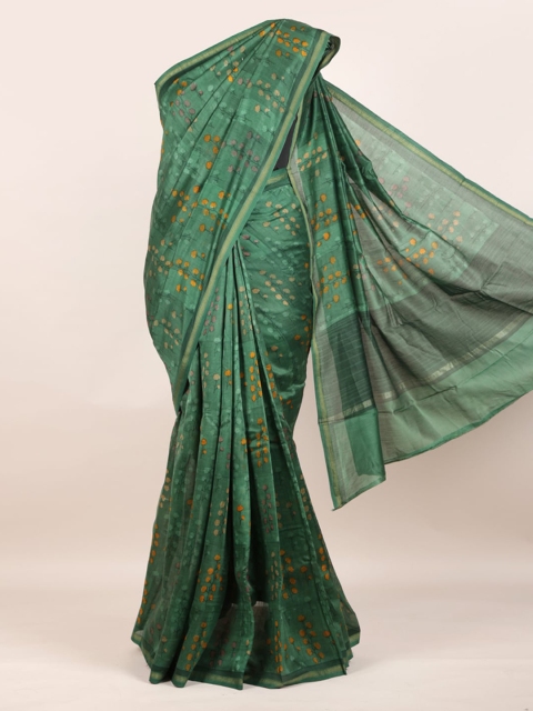 

Pothys Green Pure Cotton Printed Chanderi Saree
