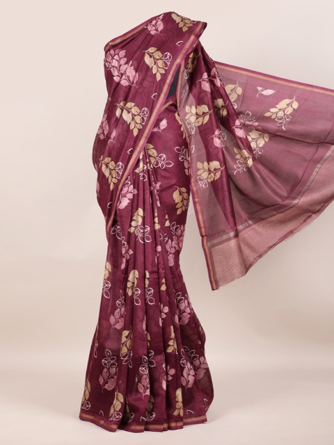 

Pothys Magenta Floral Printed Chanderi Pure Cotton Saree