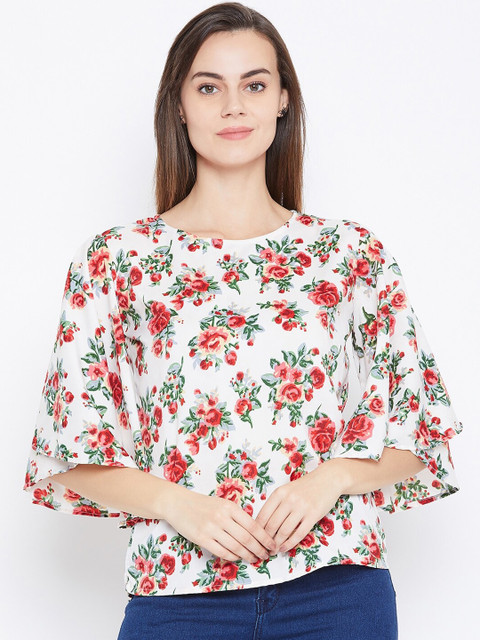 

One Femme Women Multicoloured Floral Printed Flared Sleeves Regular Top, Multi