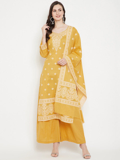 

Safaa Mustard & White Woven Design Pure Cotton Unstitched Dress Material