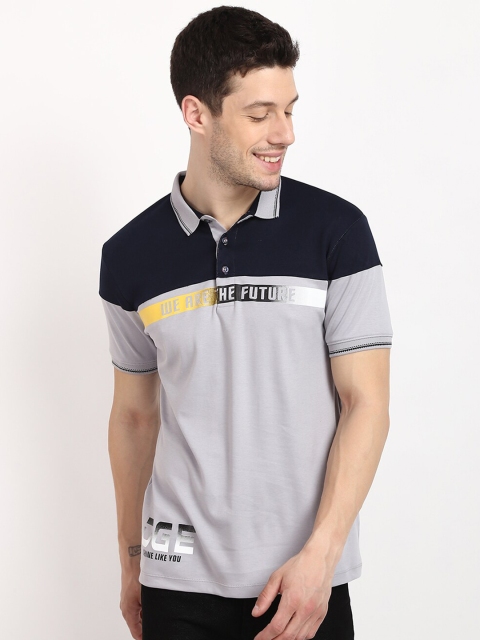 

V2 Value & Variety Men Grey Colourblocked Polo Collar T-shirt