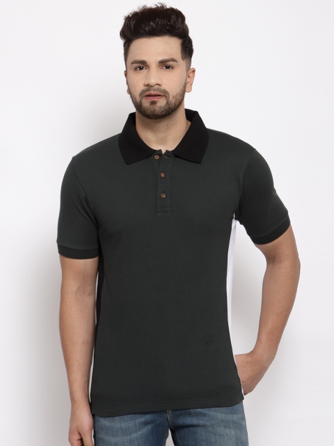 

Kalt Men Charcoal Grey Solid Polo Collar T-shirt