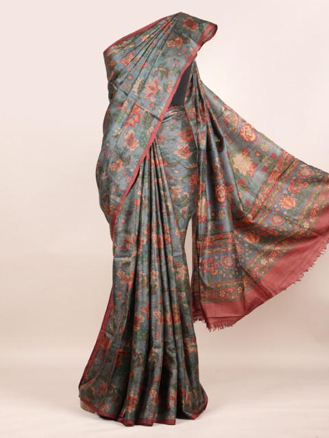 

Pothys Grey Pure Silk Woven Design Tussar Saree