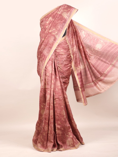 

Pothys Pink Zari Pure Cotton Chanderi Saree
