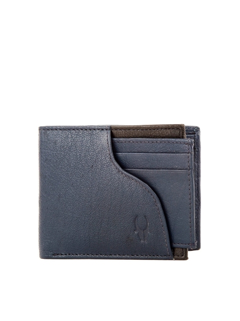 

WildHorn Men Navy Blue Textured Genuine Leather RFID Two Fold Wallet