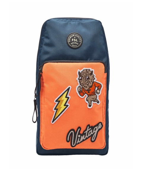 

Fossil Men Orange & Blue Printed Messenger Bag