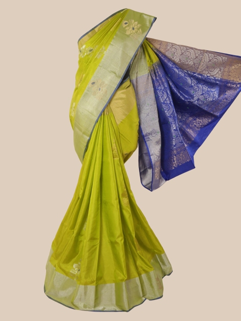

Pothys Green Ethnic Motifs Woven Design Kanjeevaram Pure Silk Saree