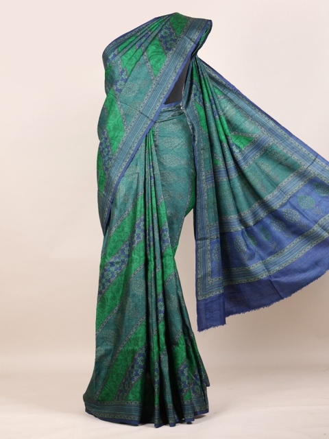

Pothys Green Ethnic Motifs Pure Silk Tussar Saree
