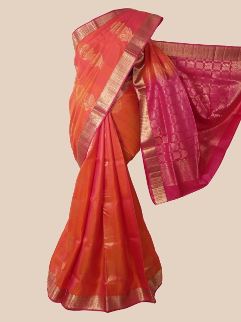 

Pothys Coral Ethnic Motifs Zari Pure Silk Saree Kanjeevaram
