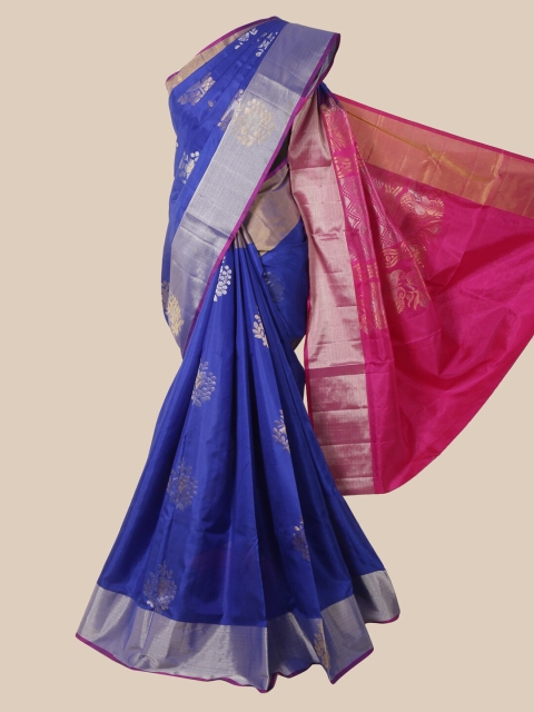

Pothys Blue Pure Silk Woven Design Kanjeevaram Saree
