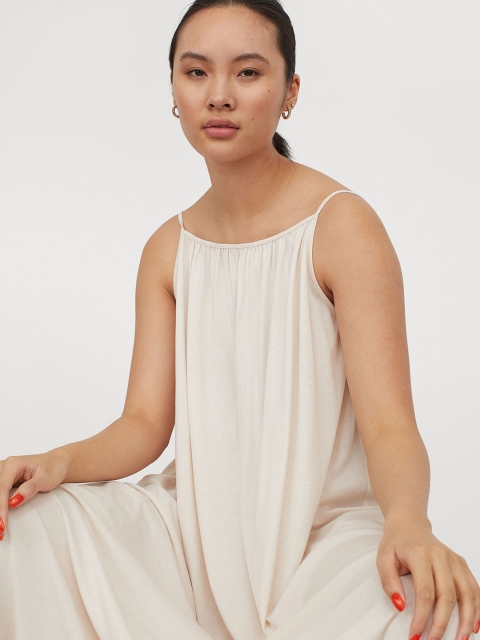 

H&M Women White Solid Sleeveless Maxi Dress