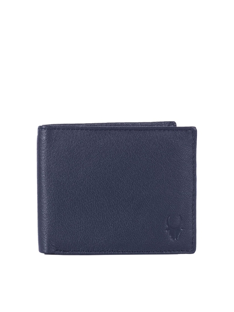 

WildHorn Men Blue Solid RFID Leather Two Fold Wallet