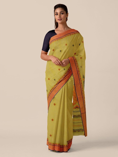 

Taneira Yellow Woven Design Ethnic Motifs Pure Cotton Saree