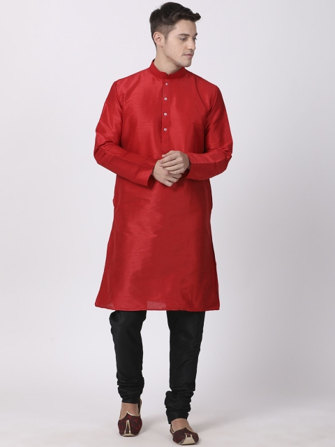 

TABARD Men Red Dupion Silk Kurta