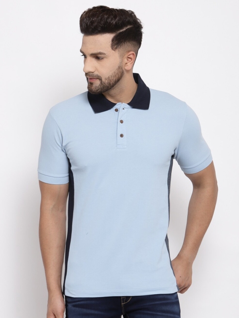 

Kalt Men Blue Solid Polo Collar T-shirt