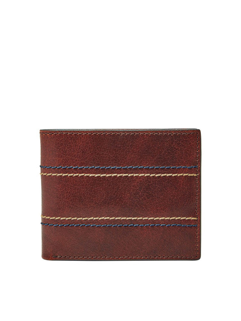 

Fossil Men Brown Striped Leather Two Fold Wallet