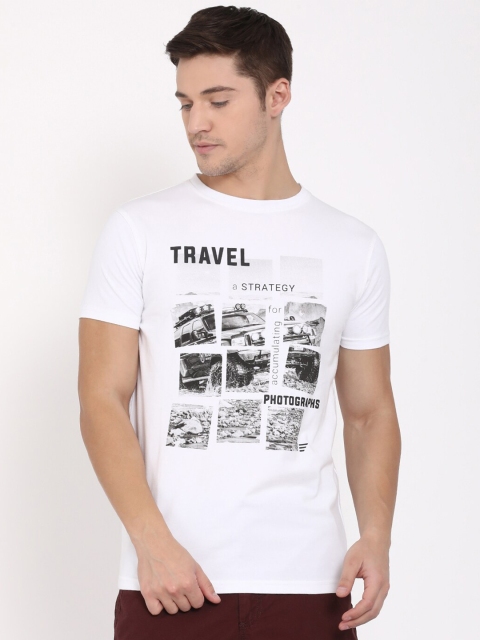 

t-base Men White Printed T-shirt