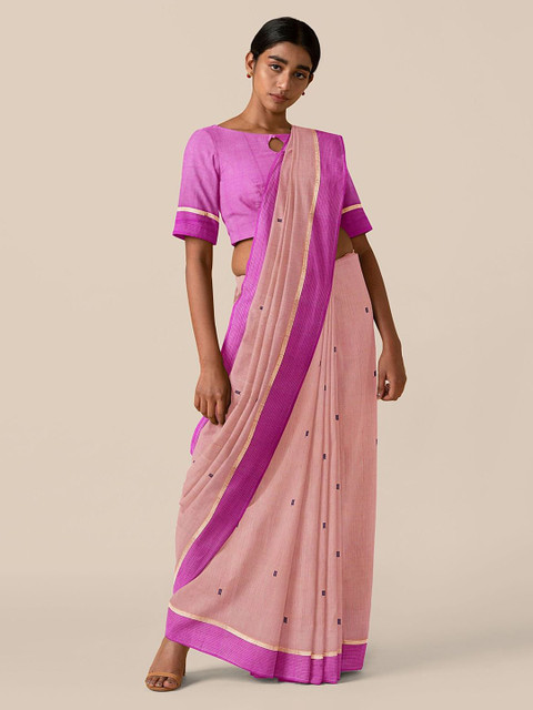 

Taneira Beige Woven Design Zari Pure Cotton Saree