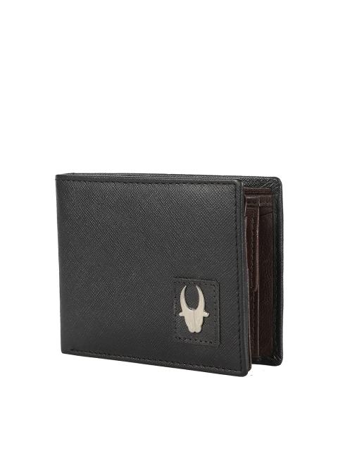 

WildHorn Men Black Textured Leather Two Fold Wallet