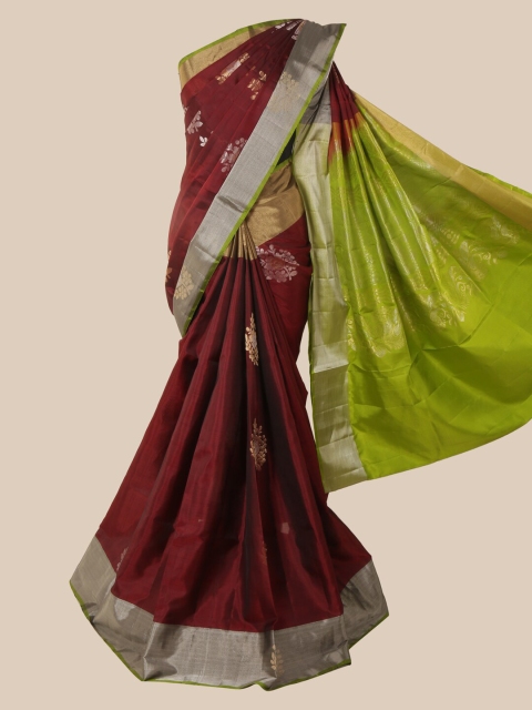 

Pothys Maroon Woven Design Pure Silk Saree Kanjeevaram