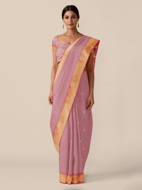 

Taneira Pink Zari Tissue Saree Maheshwari