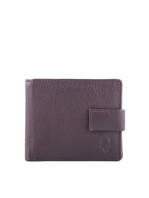 

WildHorn Men Brown Textured RFID Leather Two Fold Wallet