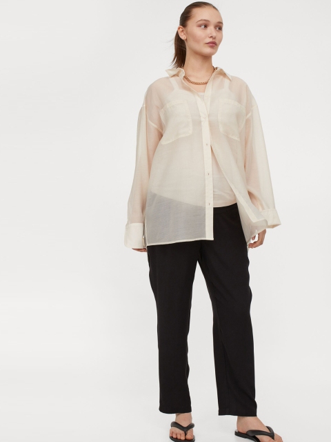 

H&M MAMA Black Solid Airy Trousers