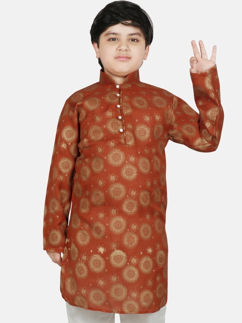 

SG YUVRAJ Boys Rust Brown Ethnic Motifs Printed Kurta