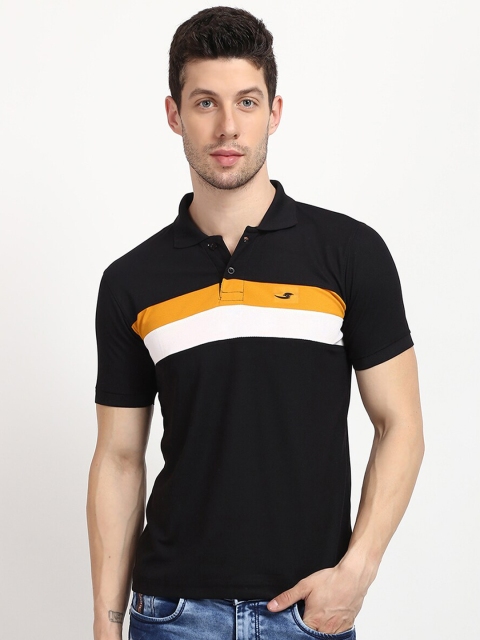 

V2 Value & Variety Men Black Colourblocked Polo Collar T-shirt