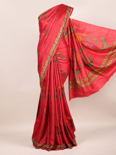 

Pothys Red & Yellow Pure Silk Printed Tussar Saree