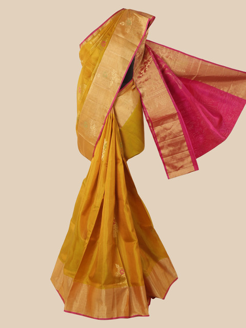 

Pothys Mustard Yellow Woven Design Pure Silk Saree