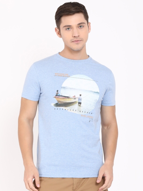 

t-base Men Blue Printed T-shirt
