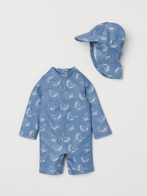 

H&M Kids Blue Printed UPF 50 SwimSet