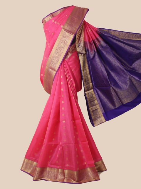 

Pothys Pink & Gold-Toned Pure Silk Woven Design Kanjeevaram Saree