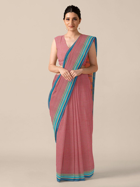 

Taneira Red Striped Pure Cotton Saree