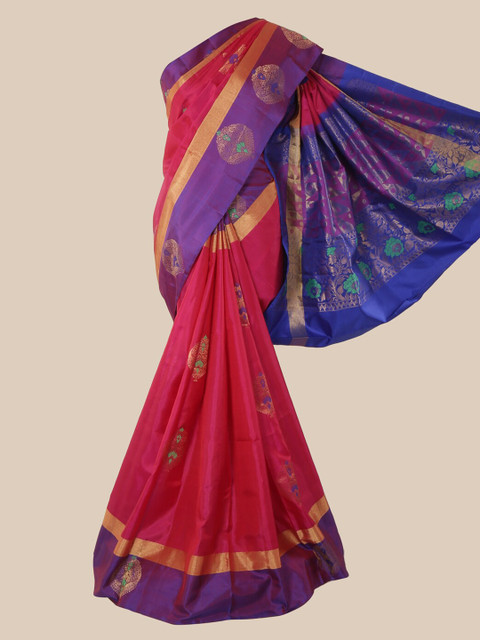 

Pothys Pink & Purple Pure Silk Woven Design Kanjeevaram Saree