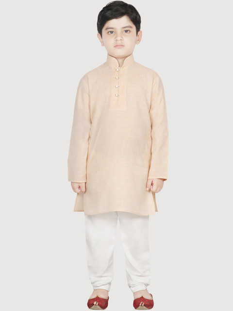 

SG YUVRAJ Boys Beige Pure Cotton Kurta with Churidar