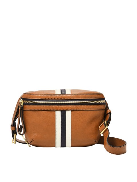 

Fossil Brown & White Striped Leather Sling Bag