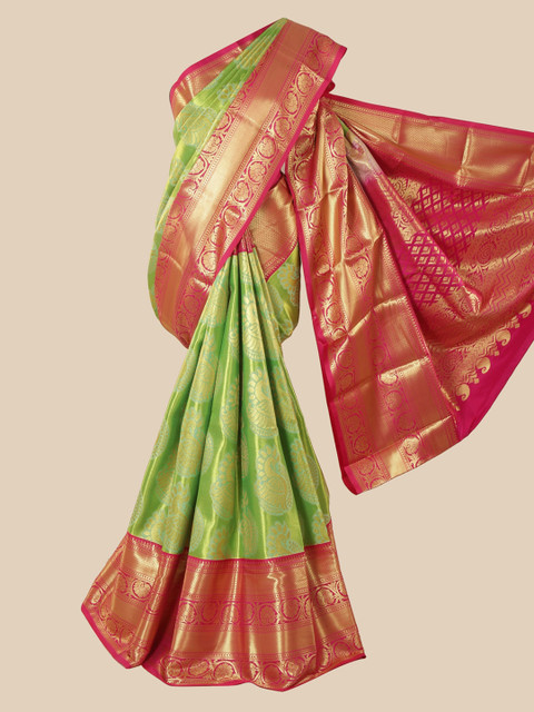 

Pothys Green & Pink Pure Silk Woven Design Saree