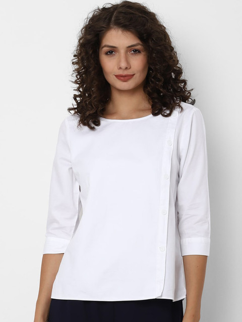 

Allen Solly Woman White Linen Regular Top