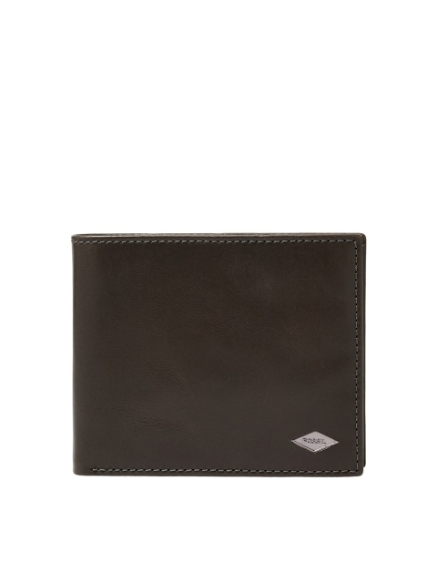 

Fossil Men Grey Textured Two Fold Leather Wallet