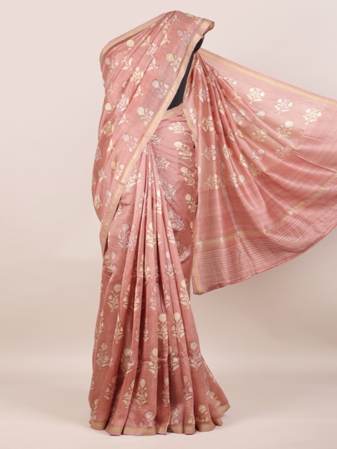 

Pothys Pink Ethnic Motifs Pure Cotton Chanderi Saree