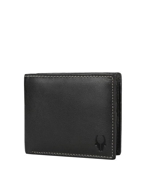 

WildHorn Men Black & Grey Textured Two Fold Wallet