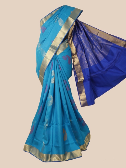 

Pothys Blue Woven Design Pure Silk Saree Kanjeevaram