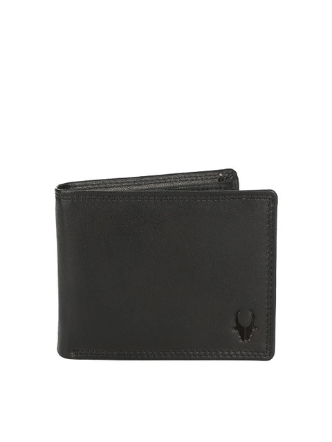 

WildHorn Men Black Textured Genuine Leather RFID Two Fold Wallet